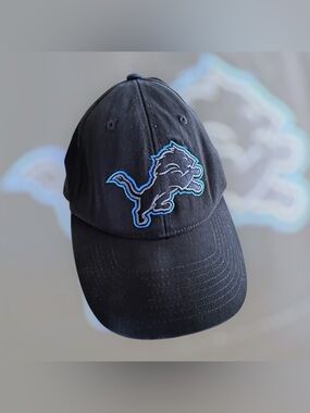 NFL Black and White Detroit Lions Embroidered Logo Cap